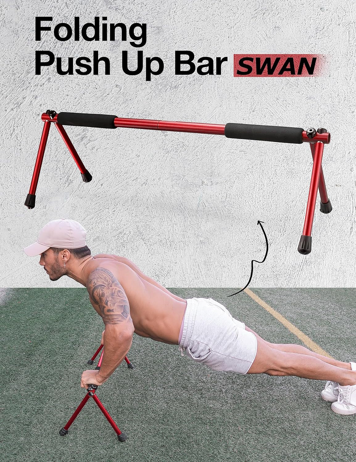 Push up Bar – Folding Dip Bar for Home Workout, Lightweight & Portable Strength Training Equipment for Men & Women, Indoor & Outdoor Use (Hawk)