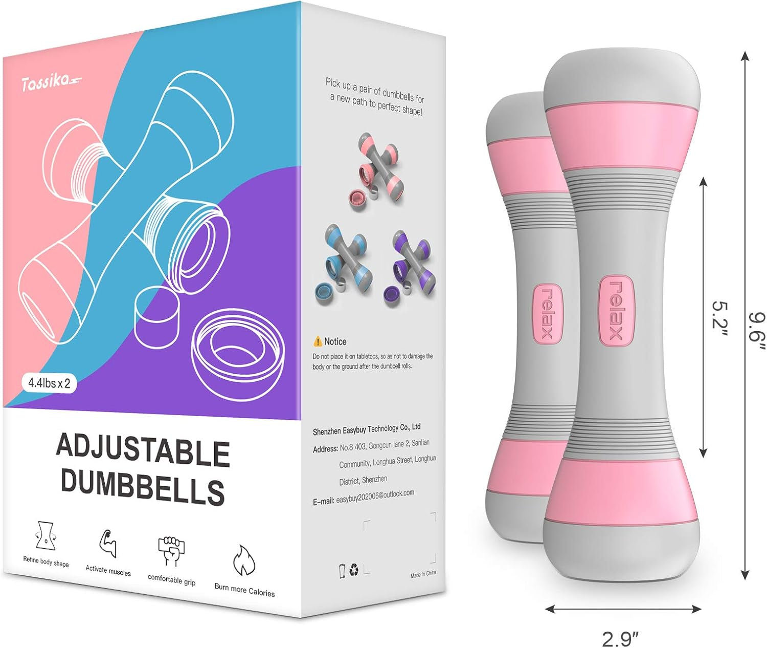 Adjustable Dumbbells Set for Women, 4.5Lbs Dumbbells Weight Pair, Exercise Dumbbells for Home, Office, Gym